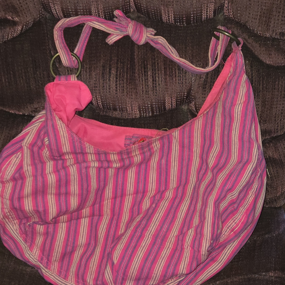 Pink Striped Women's Bag